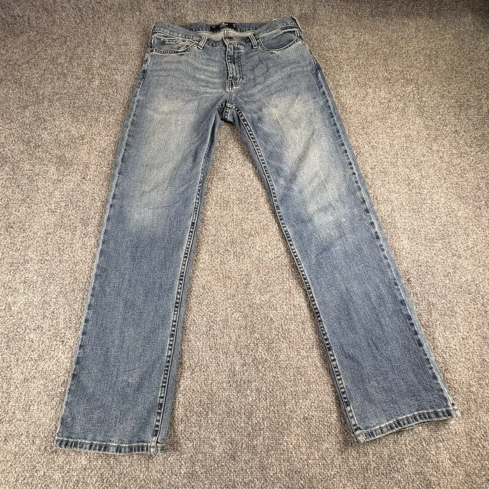 Hollister Jeans Men's 32x32 Blue Epic Flex Straight Faded Whiskered Y2K Skater
